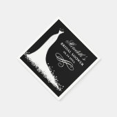 Elegant Black and White Wedding Gown Bridal Shower Paper Napkins (Corner)