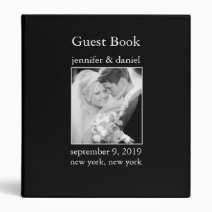 Elegant Black And White Wedding Guest Book Binder