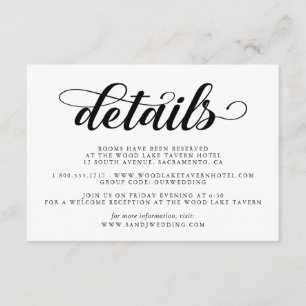 Elegant Black And White Wedding Guest Details Enclosure Card