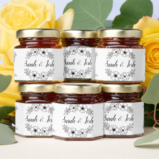 Elegant Black and White Wedding Honey Jar Favors