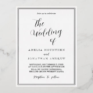 Elegant Black and White Wedding Invitation