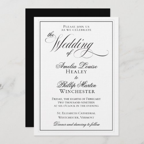 Elegant Black and White Wedding Invitation