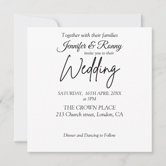 Elegant Black and White Wedding Invitation (Front)