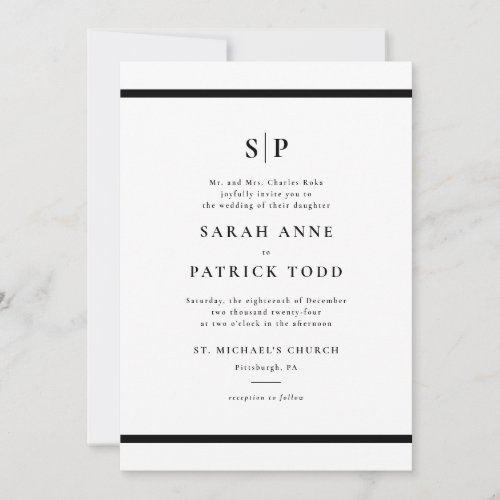 Elegant Black and White Wedding Invitation