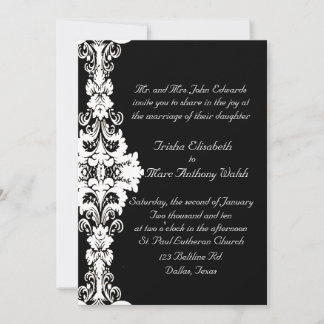 Elegant black and white Wedding Invitation