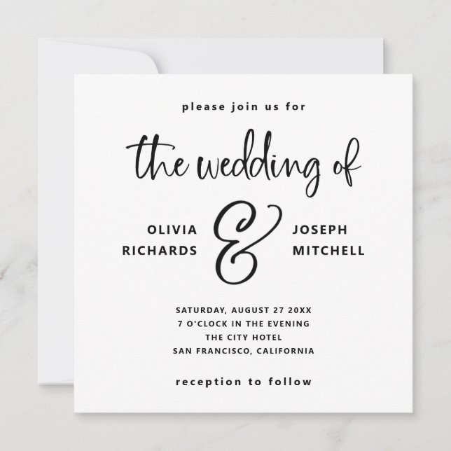 Elegant Black and White Wedding Invitation (Front)
