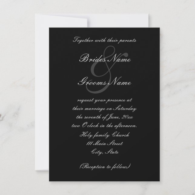 Elegant black and white  wedding invitation (Front)