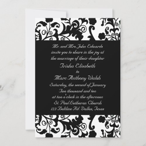Elegant black and white Wedding Invitation