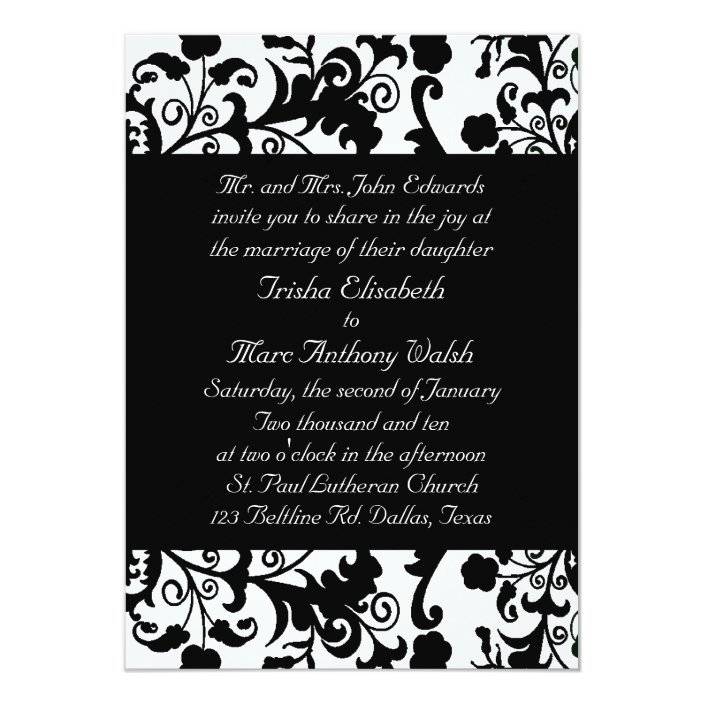 Elegant black and white Wedding Invitation | Zazzle.com