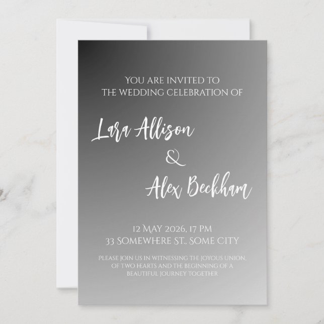 Elegant Black And White Wedding Invitation 2.0 (Front)