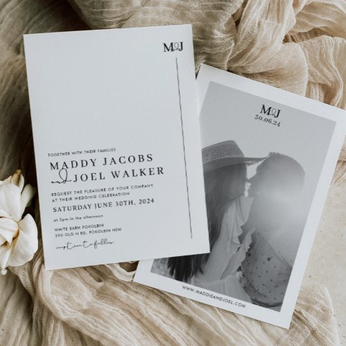 Elegant Black and White Wedding Invitation MADDY