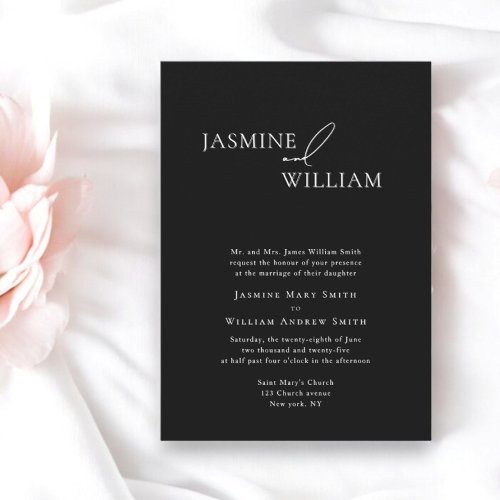 Elegant Black and White Wedding Invitation Modern