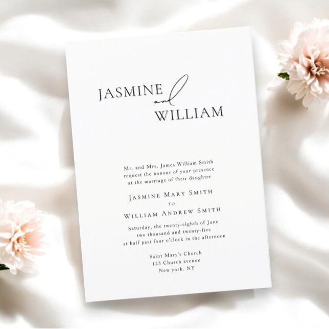 Elegant Black and White Wedding Invitation  Modern (modern traditional wedding invitation by willows weddings )