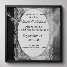 Elegant Black and White Wedding Invitation