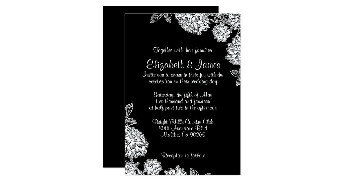 Elegant Black And White Wedding Invitations 2017 Invitation Cards Elegant Black And White Wedding Invitations Zazzle