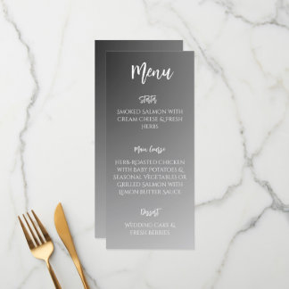 Elegant Black And White Wedding Menu