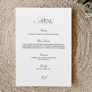 Elegant Black and White Wedding Menu Card