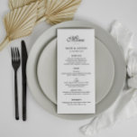 elegant black and white wedding menu card<br><div class="desc">black and white design. The color and text can be personalized.</div>
