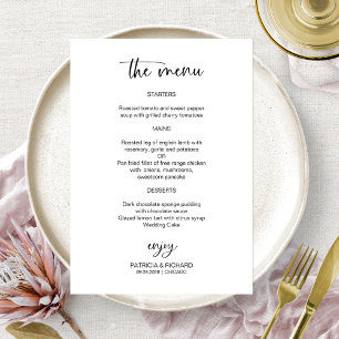 Elegant Black And White Wedding Menu Cards
