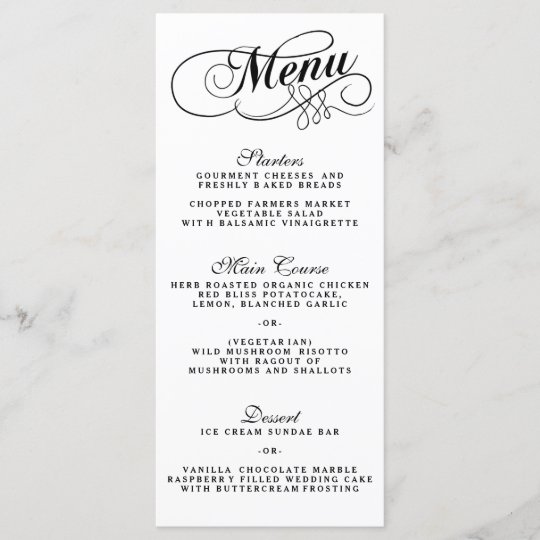 Elegant Black And White Wedding Menu Templates | Zazzle.com