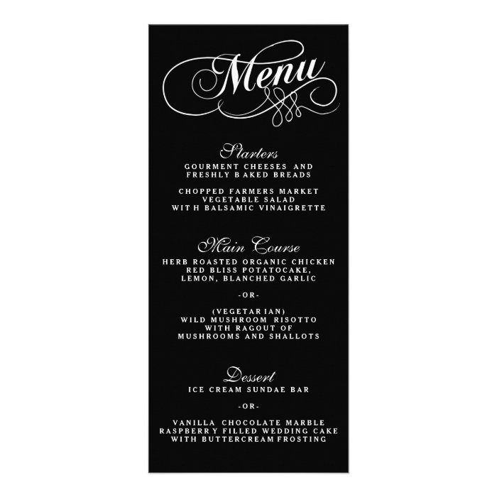 Elegant Black And White Wedding Menu Templates Zazzle