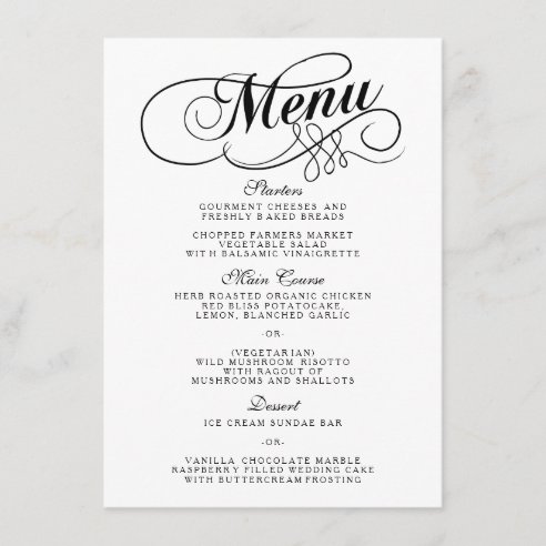 Black And White Templates Menus | Zazzle