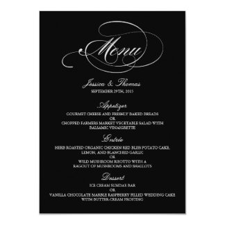 Elegant Black And White Wedding Menu Templates Card