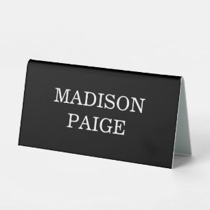 Elegant Black And White Wedding Name Place Table Tent