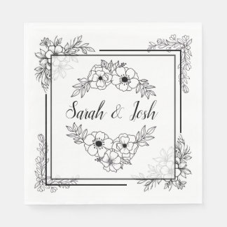 Elegant Black and White Wedding Napkins
