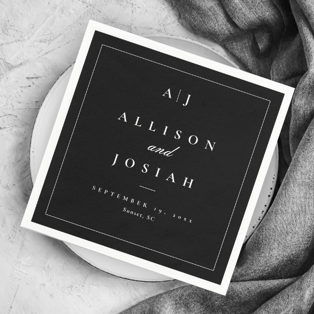 Elegant Black and White Wedding Napkins (Creator Uploaded)