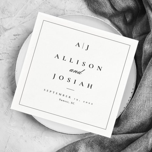 Elegant Black and White Wedding Napkins