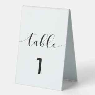 Elegant black and white wedding number table tent
