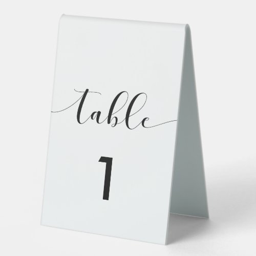 Elegant black and white wedding number table tent sign