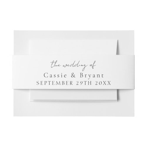 Elegant Black and White Wedding Of Invitation Belly Band