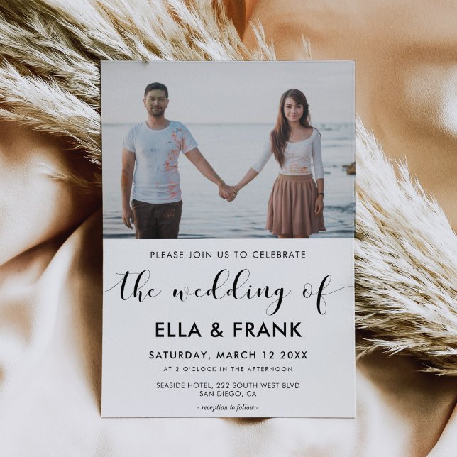 Elegant black and white wedding photo invitation (Creator Uploaded)