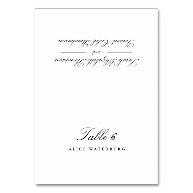 Elegant Black and White Wedding Place Cards (Front)