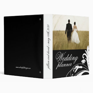 Elegant Black and White Wedding planner 3 Ring Binder