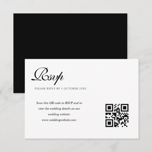 elegant black and white wedding QR code rsvp card