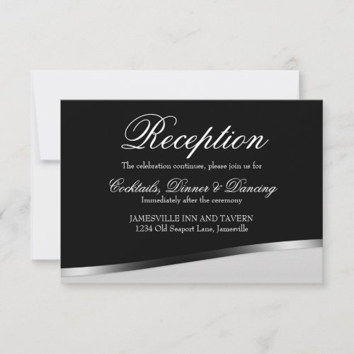 Elegant Black and White Wedding Reception Card