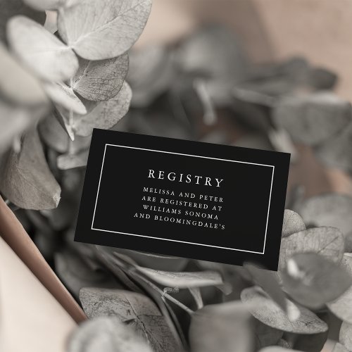 Elegant Black and White Wedding Registry Cards