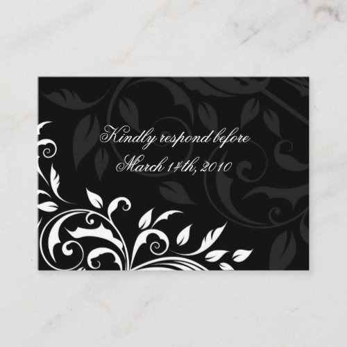 Elegant Black and White Wedding Reply Cards Business Card Template
