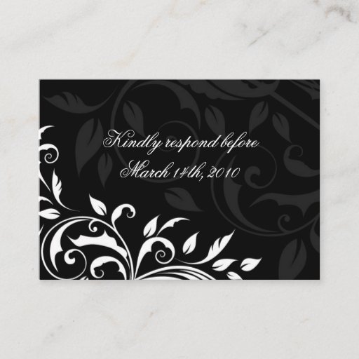 Customizable Elegant Black and White Wedding Reply Cards Business Card Template