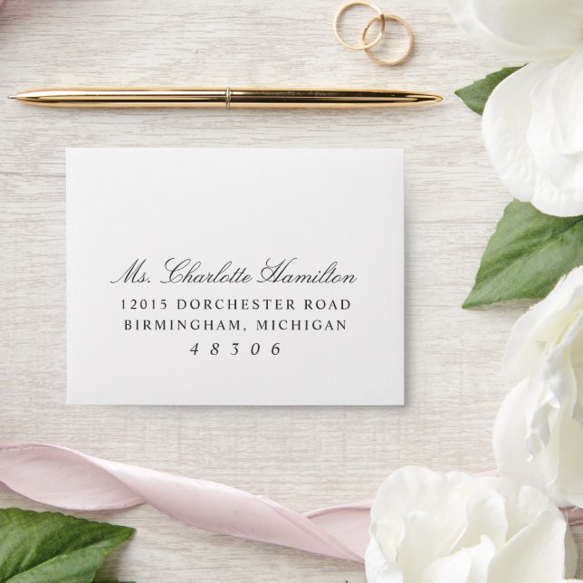 Elegant Black and White Wedding Response Address Envelope (Wedding)