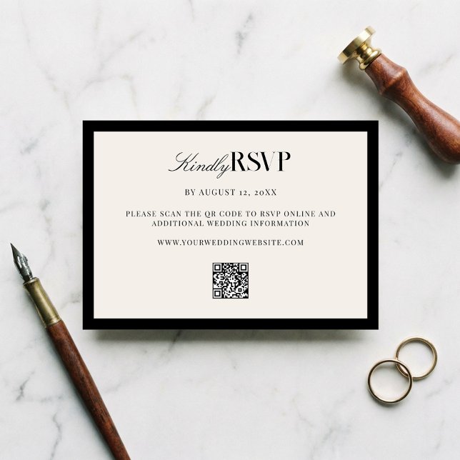 Elegant Black and White Wedding RSVP Card (Creator Uploaded)