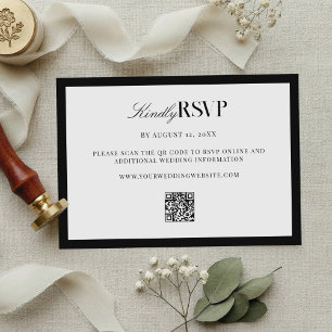 Elegant Black and White Wedding RSVP Card