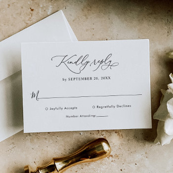 Elegant Black And White Wedding Rsvp Card by PeachBloome at Zazzle