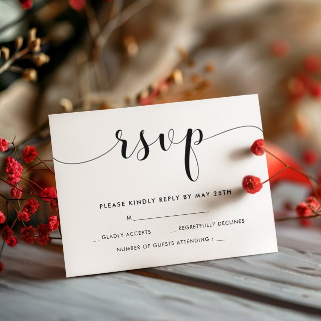 Elegant black and white wedding RSVP card (Creator Uploaded)