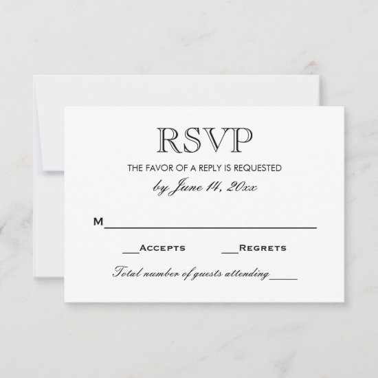 Elegant Black and White Wedding RSVP Card