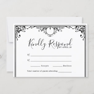 Elegant Black and White Wedding RSVP Cards