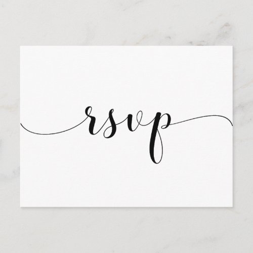 Elegant black and white wedding RSVP Postcard